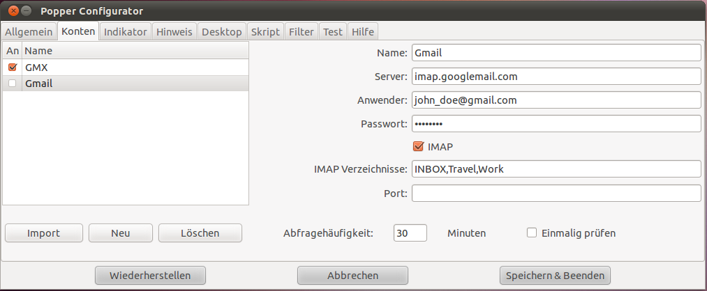 Popper Email Config